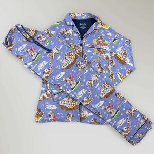 Nick & Nora Women's 2 Pc Pajamas Set Shirt Top Pants PJs Dog Puppy Bath Size XS